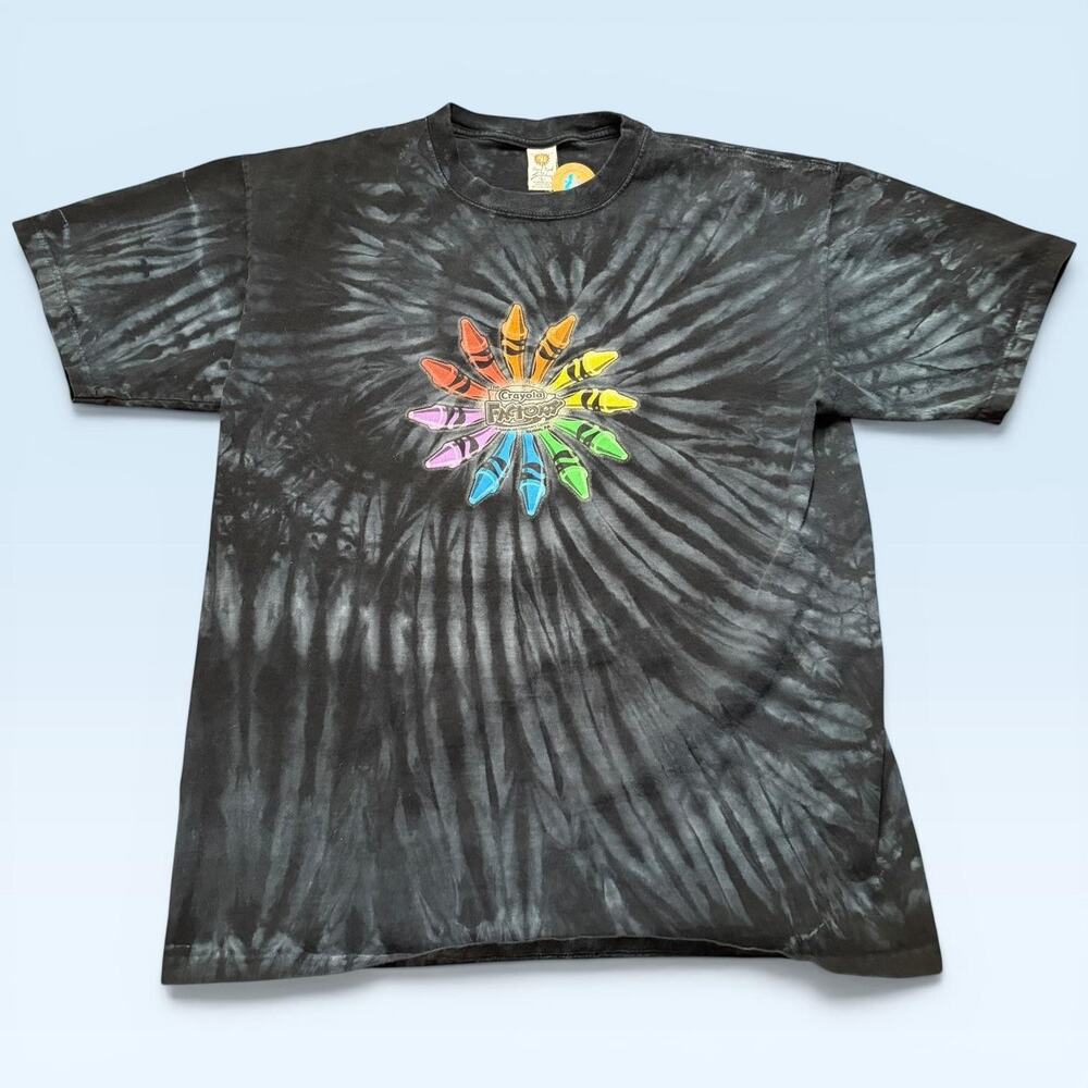 Sundog Shirt Mens Large Black Crayola Factory Tie Dye Rainbow Graphic T-Shirt